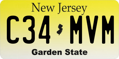 NJ license plate C34MVM