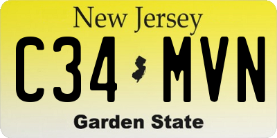 NJ license plate C34MVN