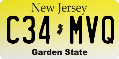 NJ license plate C34MVQ
