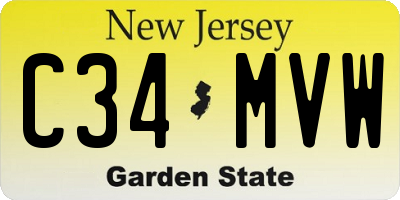 NJ license plate C34MVW