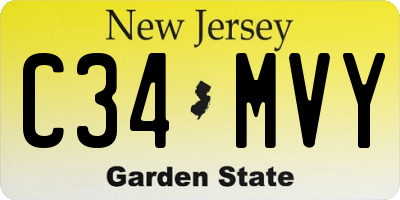 NJ license plate C34MVY