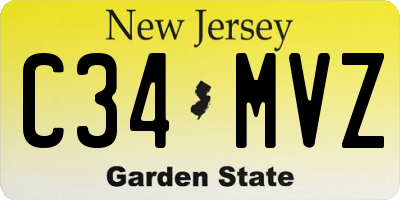 NJ license plate C34MVZ