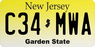 NJ license plate C34MWA