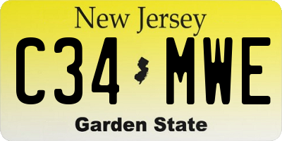 NJ license plate C34MWE