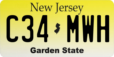 NJ license plate C34MWH