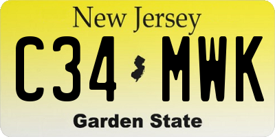 NJ license plate C34MWK