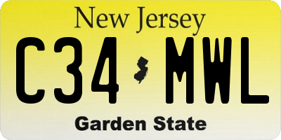 NJ license plate C34MWL