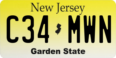NJ license plate C34MWN