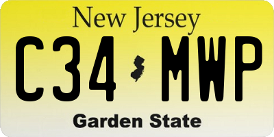 NJ license plate C34MWP