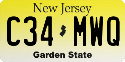 NJ license plate C34MWQ