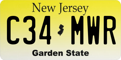 NJ license plate C34MWR