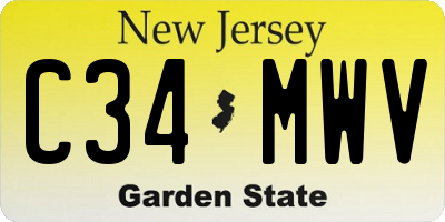 NJ license plate C34MWV
