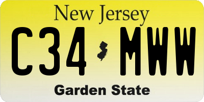 NJ license plate C34MWW