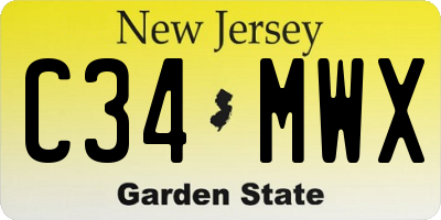 NJ license plate C34MWX