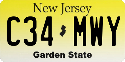 NJ license plate C34MWY