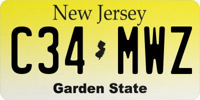 NJ license plate C34MWZ