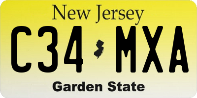 NJ license plate C34MXA