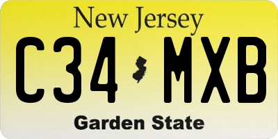 NJ license plate C34MXB