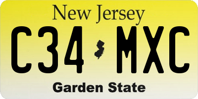 NJ license plate C34MXC