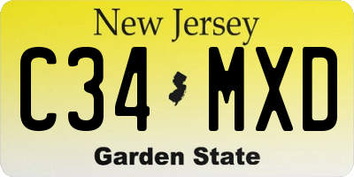 NJ license plate C34MXD