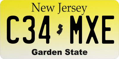NJ license plate C34MXE