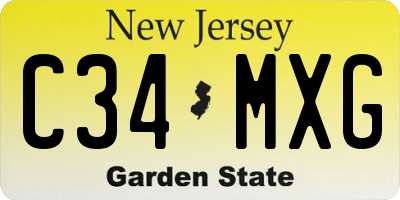 NJ license plate C34MXG