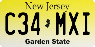 NJ license plate C34MXI
