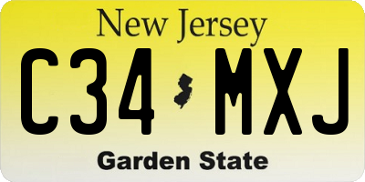 NJ license plate C34MXJ