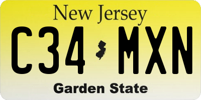 NJ license plate C34MXN
