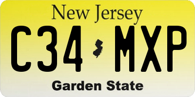 NJ license plate C34MXP