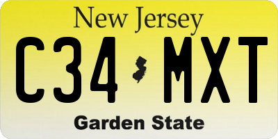 NJ license plate C34MXT