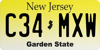 NJ license plate C34MXW