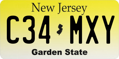 NJ license plate C34MXY