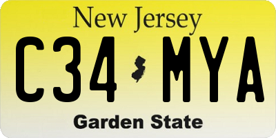NJ license plate C34MYA