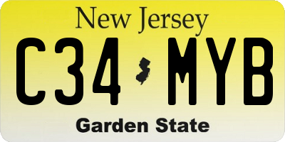 NJ license plate C34MYB