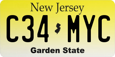 NJ license plate C34MYC