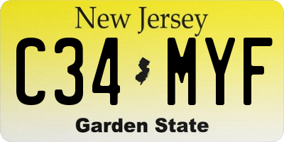 NJ license plate C34MYF