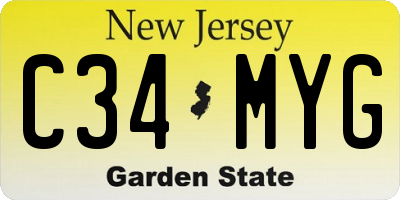 NJ license plate C34MYG