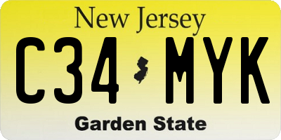 NJ license plate C34MYK