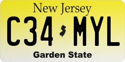 NJ license plate C34MYL