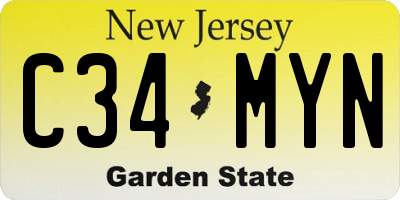 NJ license plate C34MYN