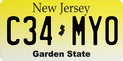 NJ license plate C34MYO