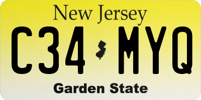 NJ license plate C34MYQ