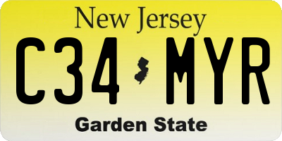 NJ license plate C34MYR