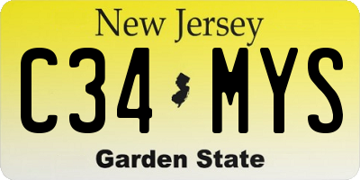 NJ license plate C34MYS