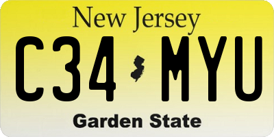 NJ license plate C34MYU