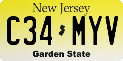 NJ license plate C34MYV