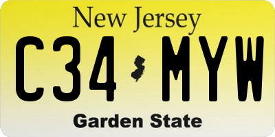 NJ license plate C34MYW