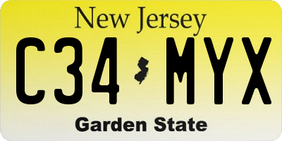 NJ license plate C34MYX