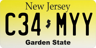 NJ license plate C34MYY